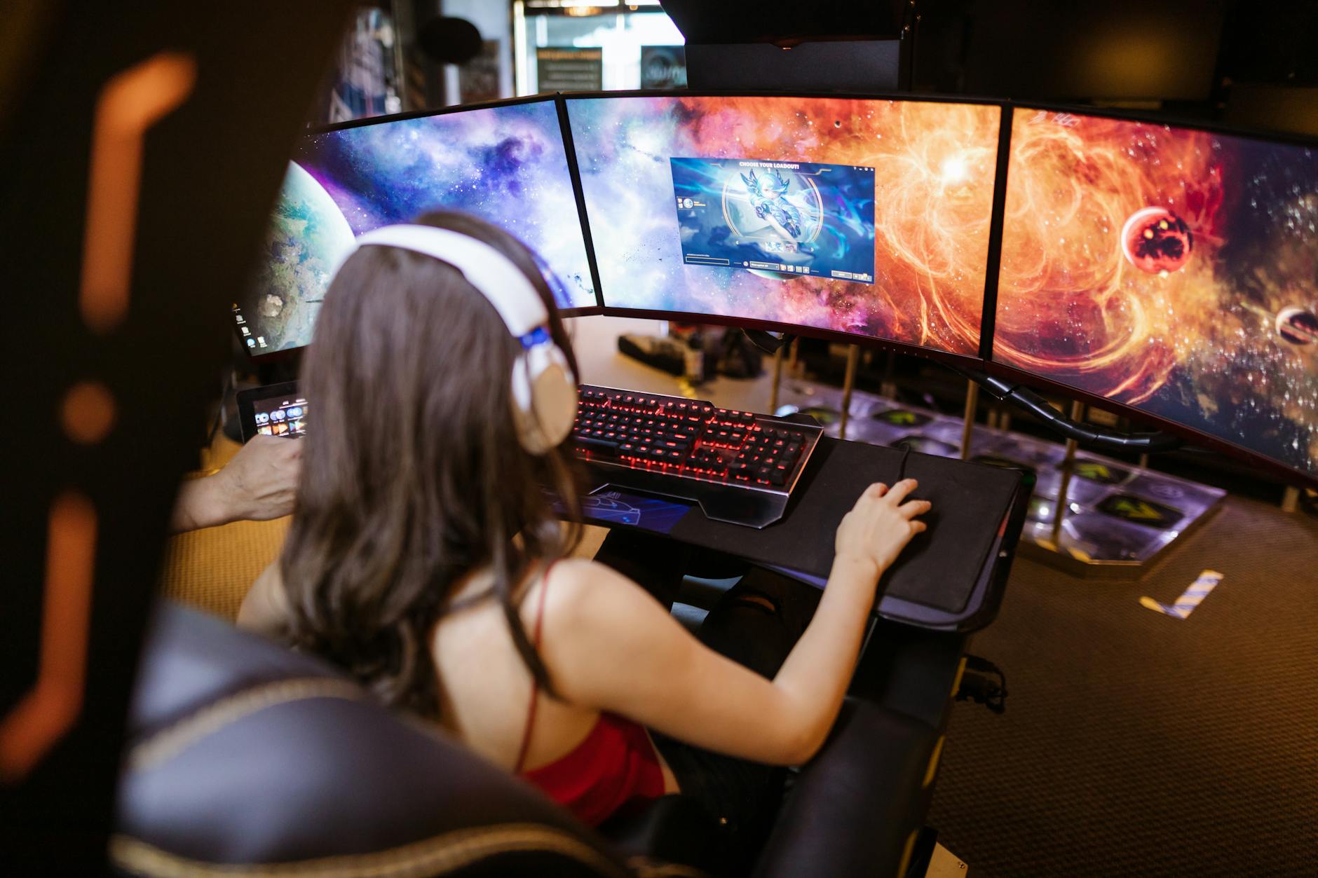 a woman playing a video game